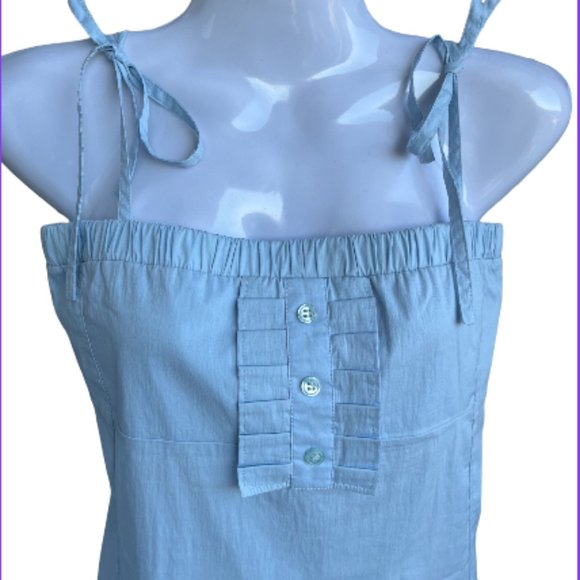 PATRIZIA PEPE women's spaghetti strap top sky blue frill made in Italy size S - Picture 5 of 5
